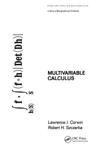 Book Cover for Multivariable Calculus by Lawrence J Corwin, Robert Henry Szczarba