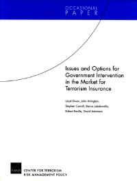 Book Cover for Issues and Options for Government Intervention in the Market for Terrorism Insurance by Lloyd S Dixon, RAND Center for Terrorism Risk Management Policy