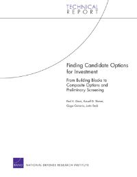Book Cover for Finding Candidate Options for Investment by Paul K Davis, United States Department of Defense, Rand Corporation