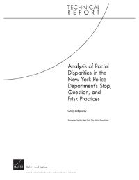 Book Cover for Analysis of Racial Disparities in the New York Police Department's Stop, Question, and Frisk Practices by Greg Ridgeway, Rand Corporation