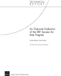 Book Cover for An Outcome Evaluation of the Success for Kids Program by Nicole Maestas, Sarah Gaillot, Labor and Population Program, Rand Corporation, Success for Kids Foundation
