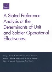 Book Cover for A Stated Preference Analysis of the Determinants of Unit and Soldier Operational Effectiveness by Craig A Bond, M Wade Markel, Olesya Tkacheva, Richard E Darilek, Robert G Fix, Bryan W Hallmark, Henry A Leonard, Duncan Long, Todd Nichols