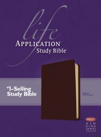 Book Cover for NKJV Life Application Study Bible, Second Edition (Red Letter, Bonded Leather, Burgundy/maroon) by Tyndale
