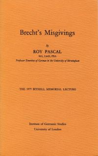 Book Cover for Brecht's Misgivings by Roy Pascal