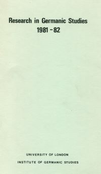 Book Cover for Research in Germanic Studies 1981-82 by 