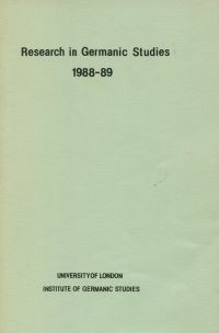 Book Cover for Research in Germanic Studies 1988-89 by 