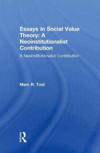 Book Cover for Essays in Social Value Theory by Marc R Tool