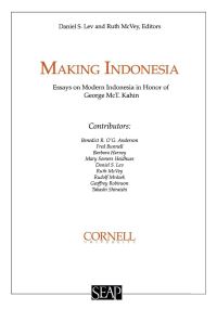 Book Cover for Making Indonesia by George McTurnan Kahin, Daniel S Lev, Ruth Thomas McVey