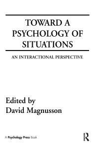 Book Cover for Toward a Psychology of Situations by David Magnusson