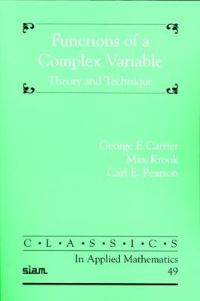 Book Cover for Functions of a Complex Variable by George F Carrier, Max Krook, Carl E Pearson