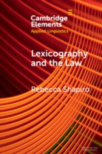 Book Cover for Lexicography and the Law by Rebecca Shapiro