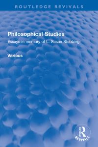 Book Cover for Philosophical Studies by L Susan Stebbing, Aristotelian Society Great Britain