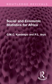 Book Cover for Social and Economic Statistics for Africa by G M K Kpedekpo, P L Arya