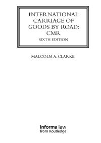 Book Cover for International Carriage of Goods by Road by Malcolm Clarke