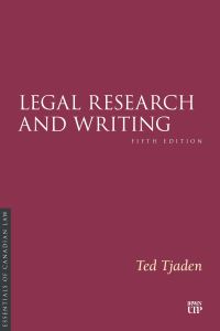 Book Cover for Legal Research and Writing by Theodore Tjaden