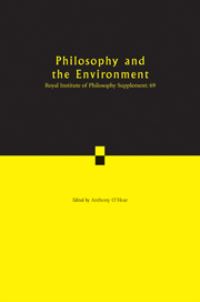 Book Cover for Philosophy and the Environment by Anthony OHear, Royal Institute of Philosophy