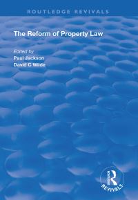 Book Cover for The Reform of Property Law by Paul Jackson, David C Wilde