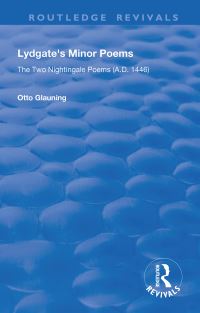 Book Cover for Lydgate's Minor Poems by Otto Glauning