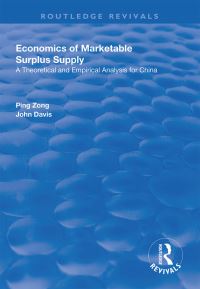Book Cover for Economics of Marketable Surplus Supply by Ping Zong, John Davis