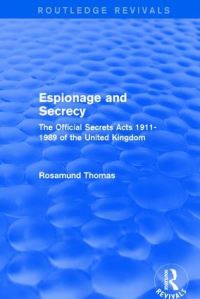 Book Cover for Espionage and Secrecy by Rosamund M Thomas