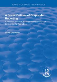 Book Cover for A Social Critique of Corporate Reporting by David Crowther