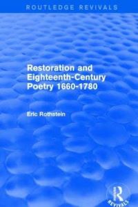 Book Cover for Restoration and Eighteenth-Century Poetry, 1660-1780 by Eric Rothstein