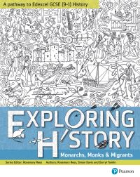 Book Cover for Exploring History. Monarchs, Monks & Migrants by Rosemary Rees, Simon Davis, Darryl Tomlin