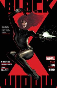 Book Cover for Black Widow by Kelly Thompson. Vol. 1 The Ties That Bind by Kelly Thompson
