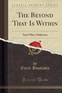 Book Cover for The Beyond That Is Within by Emile Boutroux