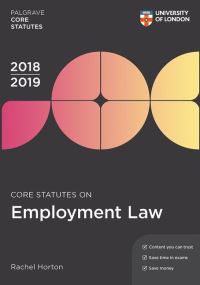 Book Cover for Core Statutes on Employment Law 2018-19 by Rachel Horton