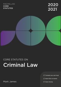 Book Cover for Core Statutes on Criminal Law 2020-21 by Mark James