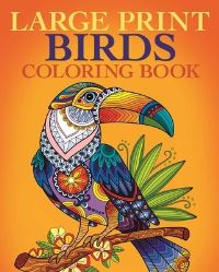 Book Cover for Large Print Birds Coloring Book by Tansy Willow