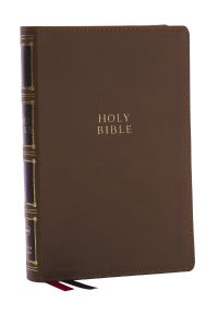 Book Cover for NKJV, Compact Center-Column Reference Bible, Brown Leathersoft, Red Letter, Comfort Print (Thumb Indexed) by Thomas Nelson