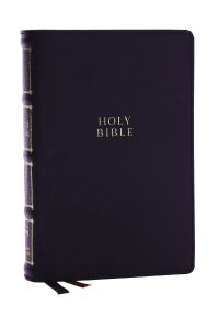 Book Cover for NKJV, Compact Center-Column Reference Bible, Black Genuine Leather, Red Letter, Comfort Print by Thomas Nelson
