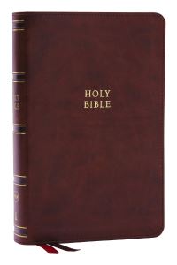 Book Cover for NKJV, Single-Column Reference Bible, Verse-by-Verse, Brown Leathersoft, Red Letter, Comfort Print (Thumb Indexed) by Thomas Nelson