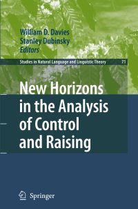Book Cover for New Horizons in the Analysis of Control and Raising by William D Davies, Stanley Dubinsky