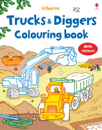 Book Cover for First Colouring Book Trucks and Diggers + Stickers by Usborne