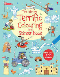 Book Cover for Usborne Terrific Colouring and Sticker Book by Sam Taplin