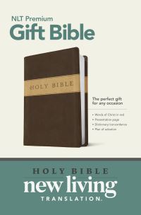 Book Cover for Premium Gift Bible NLT, TuTone (LeatherLike, Dark Brown/Tan, Red Letter) by Tyndale