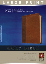 Book Cover for Slimline Center Column Reference Bible NLT, Large Print, TuTone (LeatherLike, Brown/Tan, Indexed, Red Letter) by Tyndale