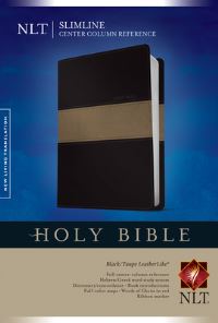 Book Cover for Slimline Center Column Reference Bible NLT, TuTone (LeatherLike, Black/Taupe, Red Letter) by Tyndale