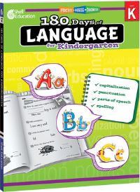 Book Cover for 180 Days of Language for Kindergarten by Christine Dugan