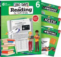 Book Cover for 180 Days¬: Reading, Math, Writing, & Language for Grade 6: 4-Book Set by Multiple Authors, Margot Kinberg, Suzanne Barchers, Wendy Conklin, Suzanne I Barchers, Suzanne Barchers, Suzanne Barchers, Suzanne Barchers, Suzanne Barchers