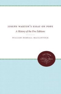 Book Cover for Joseph Warton's Essay on Pope by William Darnall MacClintock