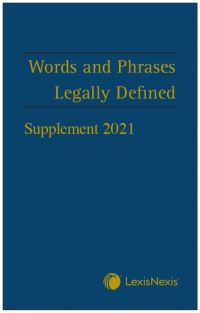 Book Cover for Words and Phrases Legally Defined. Supplement 2021 by David Hay