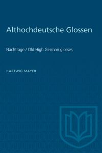 Book Cover for Althochdeutsche Glossen by Hartwig Mayer