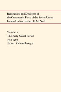 Book Cover for Resolutions and Decisions of the Communist Party of the Soviet Union Volume 2 by Richard Gregor