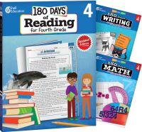 Book Cover for 180 Days¬: Reading, Writing and Math for Grade 4: 3-Book Set by Multiple Authors, Kristin Kemp, Jodene Lynn Smith, Margot Kinberg, Jodene Smith, Jodene Smith