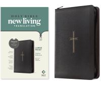 Book Cover for NLT Large Print Thinline Reference Zipper Bible, Filament Enabled (LeatherLike, Black Cross, Red Letter) by Tyndale