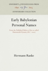Book Cover for Early Babylonian Personal Names by Hermann Ranke
